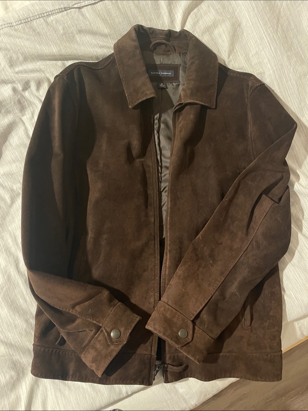 Banana Republic Dark Brown Suede Bomber Jacket